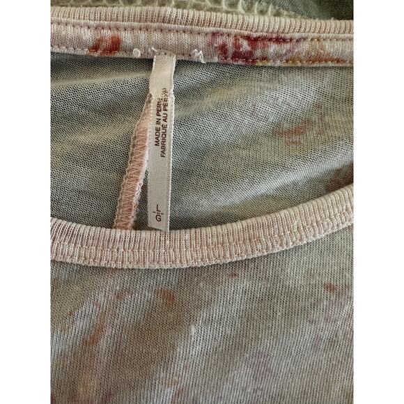 Free People Sheer Floral Tourist Tee T-shirt Oversized Large Pink Orange Flowers - Picture 4 of 8